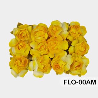 Set 12 flores de papel 2 cm Amarilla S69