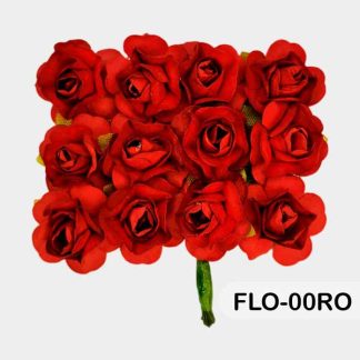 Set 12 flores de papel 2 cm Rojo S69
